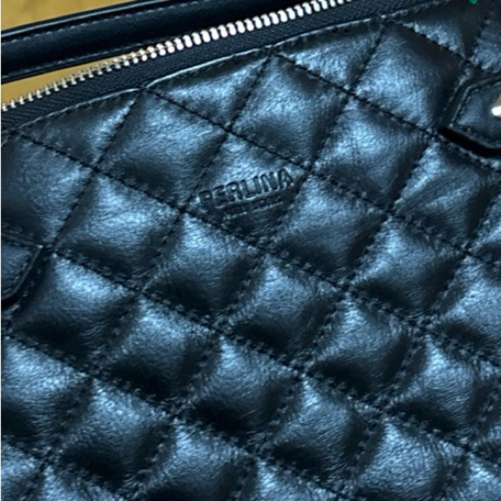 Quilted Perlina New York Genuine Leather w/manmade trim Crossbody/Small